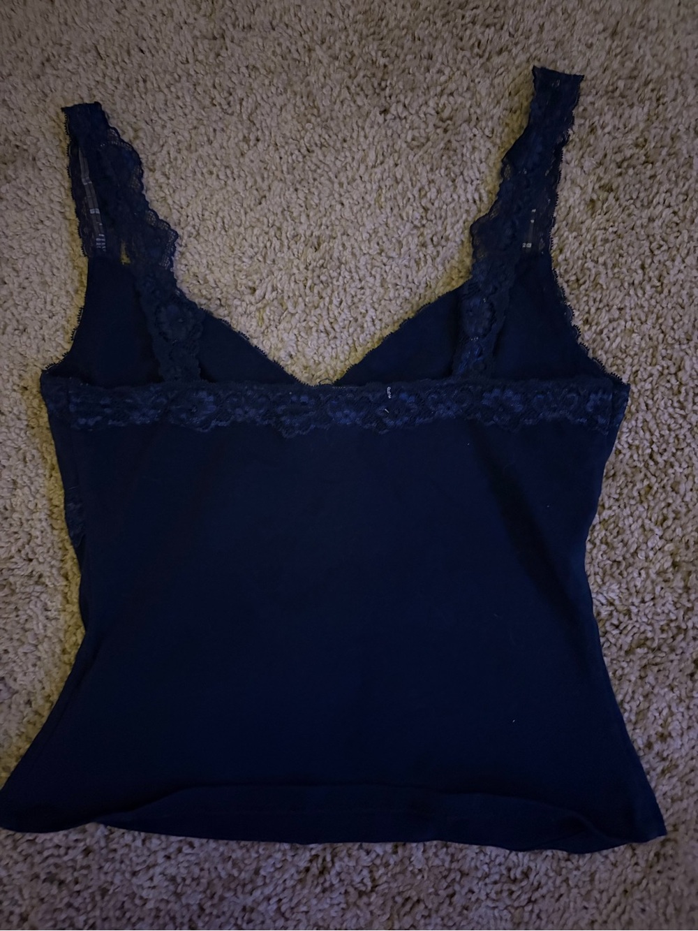 Madden Girl Navy Lace-Trim Camisole Tank - Picture 3 of 3